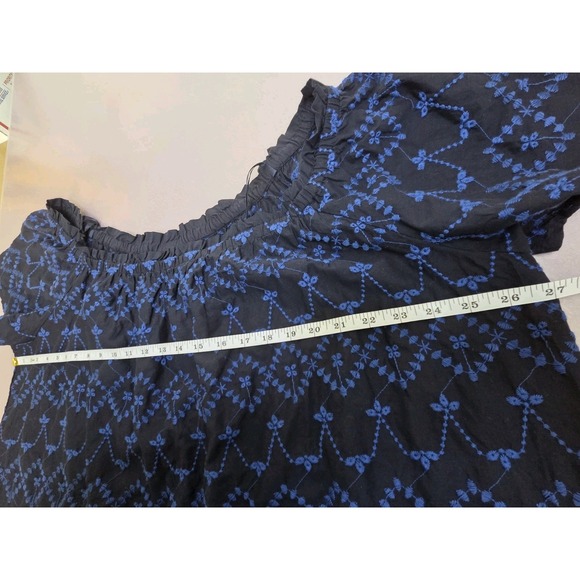 Lane Bryant 22/ 24 Black/Blue Whimsigoth  Embroidered Off- Shoulder Peasant Top. - Picture 2 of 9